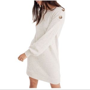 Madewell Boatneck Button Shoulder Wool Sweater Dress
